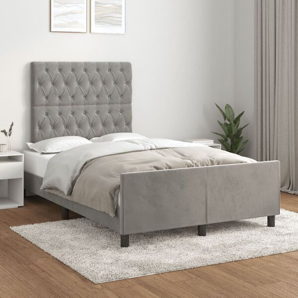 vidaXL Cadre de lit sans matelas gris clair 120x190 cm velours