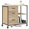 vidaXL Cabinet de Bureau avec roue Chêne sonoma 76 x 41 x 72 cm