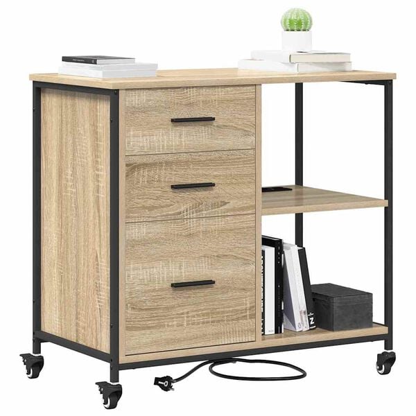 vidaXL Cabinet de Bureau avec roue Chêne sonoma 76 x 41 x 72 cm