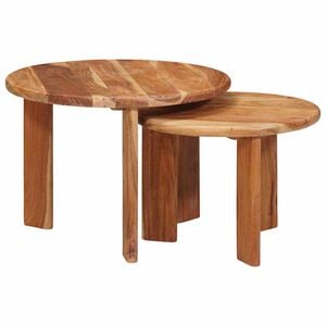 vidaXL Tables basses gigognes 2 pc Marron &Oslash; 50 x 40 cm