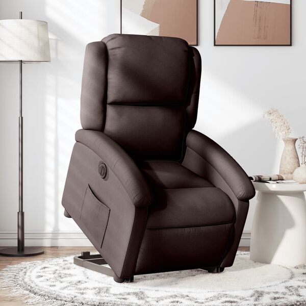 vidaXL Fauteuil inclinable &eacute;lectrique marron fonc&eacute; tissu