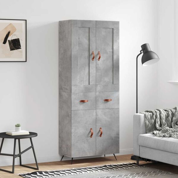 vidaXL Buffet haut Gris b&eacute;ton 69,5x34x180 cm Bois d'ing&eacute;nierie