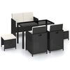 vidaXL Salon de jardin 6 pcs avec coussins R&eacute;sine tress&eacute;e Noir