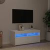 vidaXL Meuble TV avec lumi&egrave;res LED blanc 90x35x40 cm