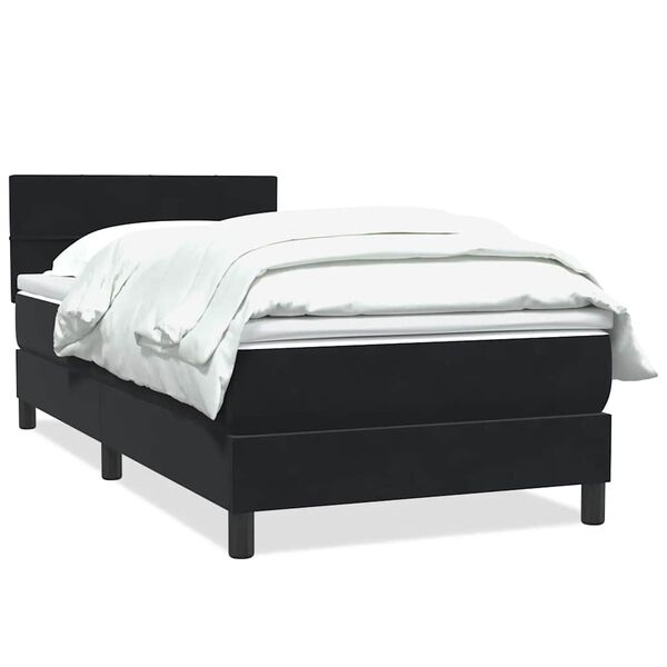 vidaXL Sommier &agrave; lattes de lit avec matelas noir 80x210 cm velours