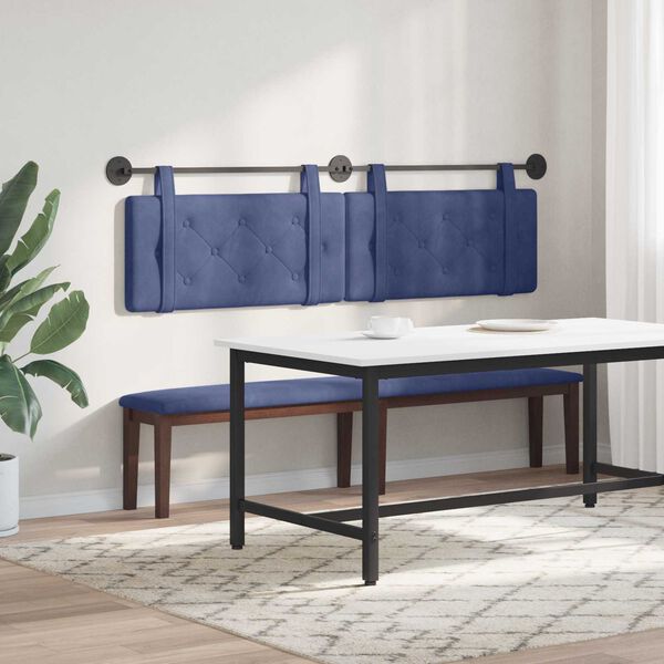 vidaXL T&ecirc;te de lit suspendue Bleu police 170 x 55 x 5 cm Velours