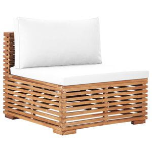 vidaXL Canap&eacute; central de jardin avec coussin cr&egrave;me Bois de teck solide