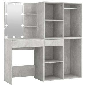 vidaXL Coiffeuse &agrave; LED avec 2 armoires Gris b&eacute;ton Bois d'ing&eacute;nierie