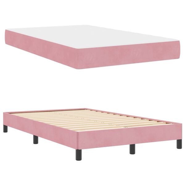 vidaXL Lit à ressorts avec matelas Rose 120 x 220 cm tissu