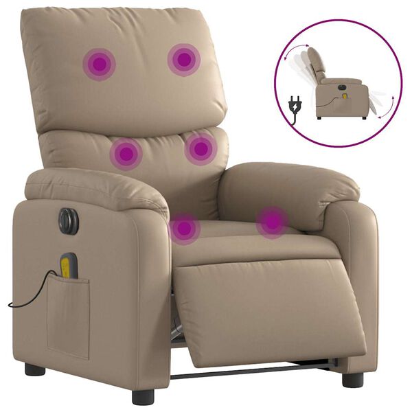 vidaXL Fauteuil de massage inclinable électrique cappuccino similicuir