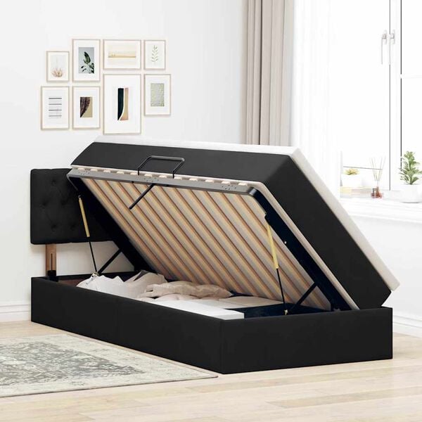 vidaXL Lit de Rangement avec matelas Noir 90 x 190 cm Velours