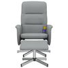 vidaXL Fauteuil inclinable de massage et repose-pied gris clair tissu