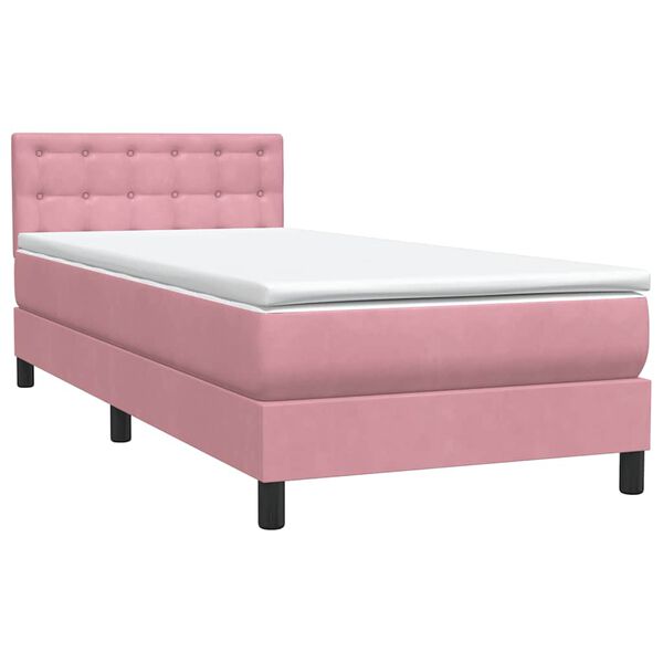 vidaXL Sommier &agrave; lattes de lit avec matelas rose 90x210 cm velours