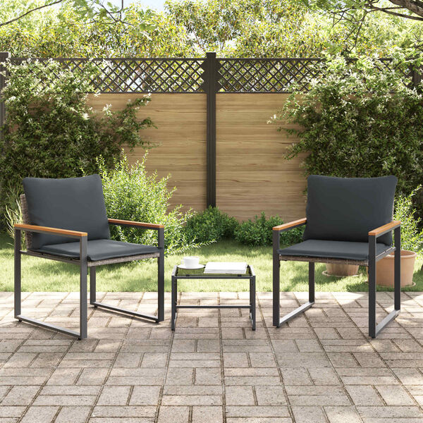 vidaXL Ensembles de meubles 3 pcs Gris et Gris fonc&eacute; Rotin