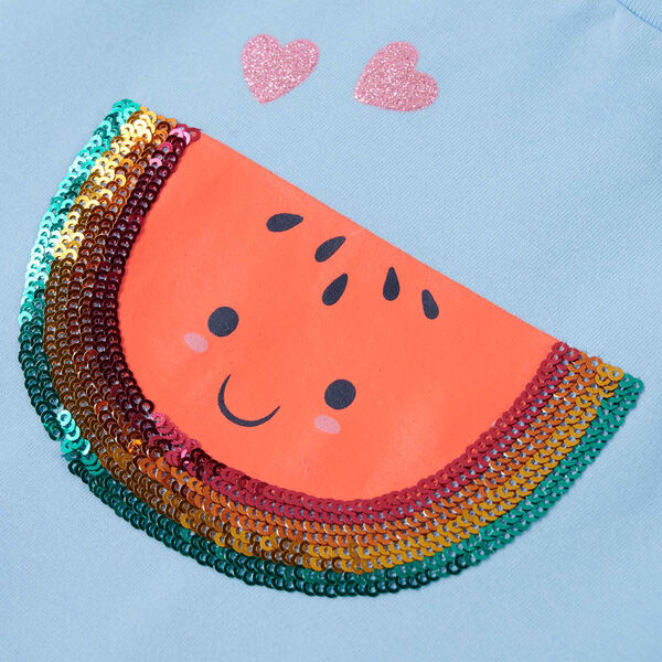 T-shirt enfants manches &agrave; volants bleu clair 116