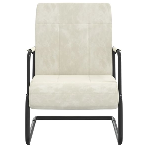 vidaXL Chaise cantilever Blanc cr&egrave;me Velours