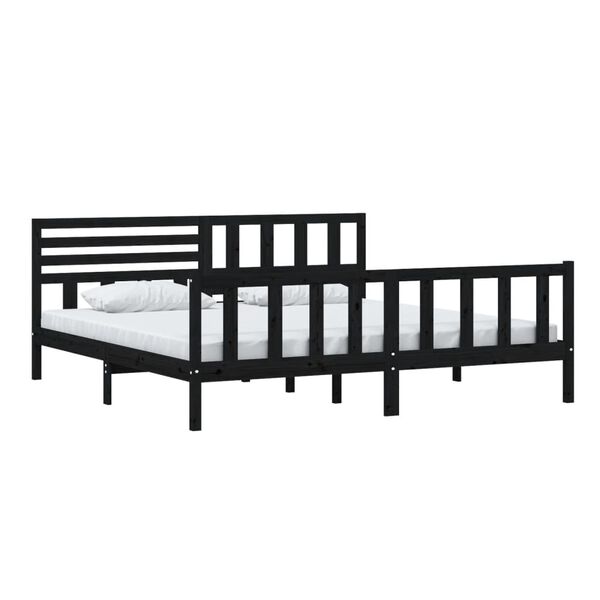 vidaXL Cadre de lit sans matelas noir bois massif 200x200 cm