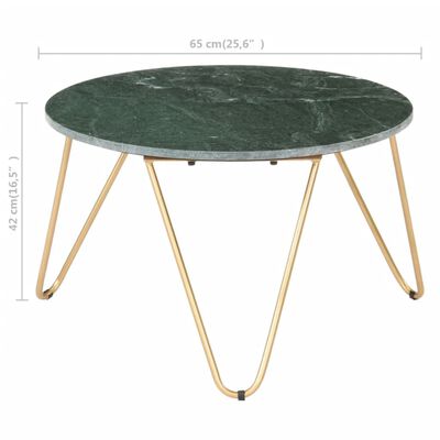 vidaXL Table basse Vert 65x65x42 cm Pierre véritable et texture marbre