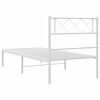 vidaXL Cadre de lit métal sans matelas avec tête de lit blanc 90x190cm