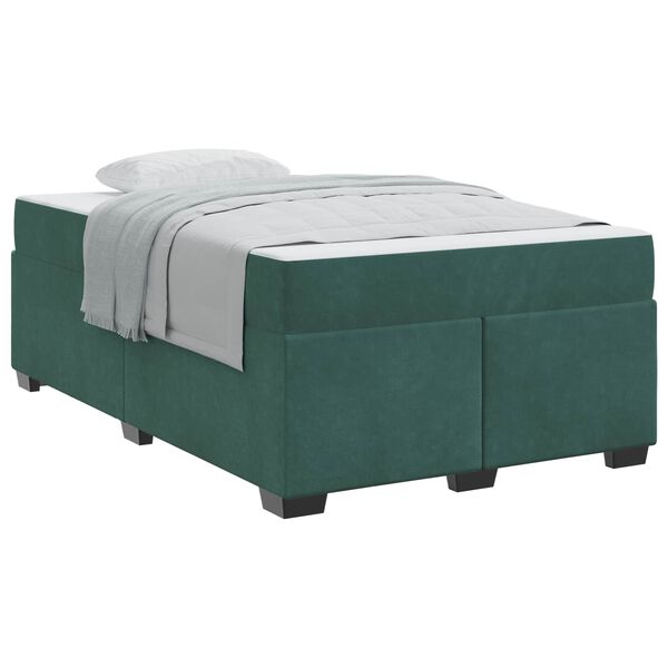 vidaXL Cadre de lit avec matelas Vert fonc&eacute; 120 x 190 cm tissu