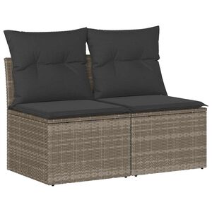 vidaXL Salon de jardin 2 pcs avec coussins gris r&eacute;sine tress&eacute;e acacia