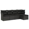 vidaXL Salon de jardin 5 pcs avec coussins noir r&eacute;sine tress&eacute;e