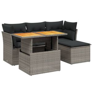 vidaXL Salon de jardin 6 pcs avec coussins gris r&eacute;sine tress&eacute;e