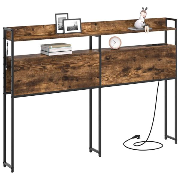 vidaXL T&ecirc;te de lit de rangement Ch&ecirc;ne fum&eacute; 135 cm Bois d'ing&eacute;nierie