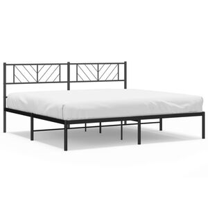 vidaXL Cadre de lit m&eacute;tal sans matelas et t&ecirc;te de lit noir 180x200 cm