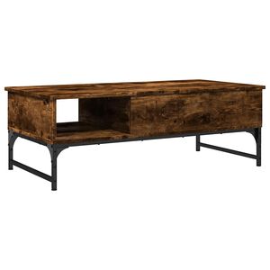 vidaXL Table basse ch&ecirc;ne fum&eacute; 100x50x35 cm bois d'ing&eacute;nierie et m&eacute;tal