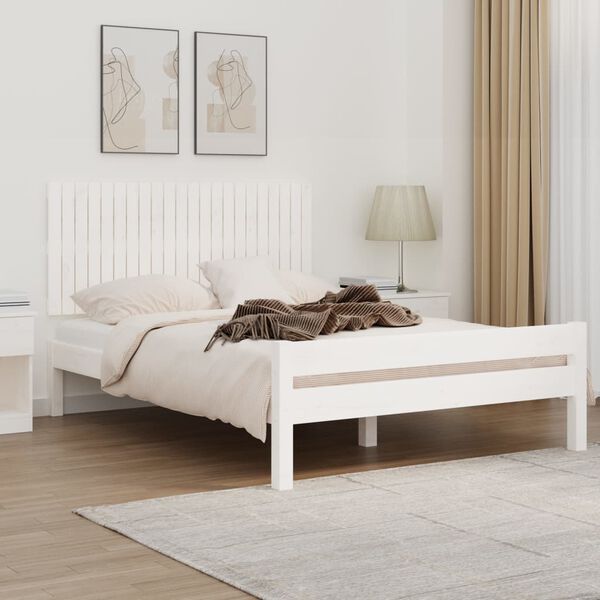 vidaXL T&ecirc;te de lit murale Blanc 140x3x60 cm Bois massif de pin