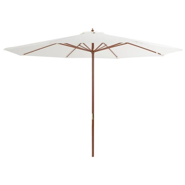 vidaXL Parasol d'ext&eacute;rieur avec m&acirc;t en bois 350 cm Blanc sable