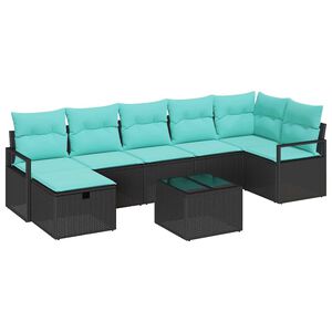 vidaXL Ensemble de Canap&eacute;s 8 pc 7-Nombre de places Noir et turquoise