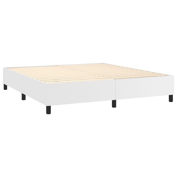 vidaXL Sommier &agrave; lattes de lit avec matelas Blanc 160x200cm Similicuir