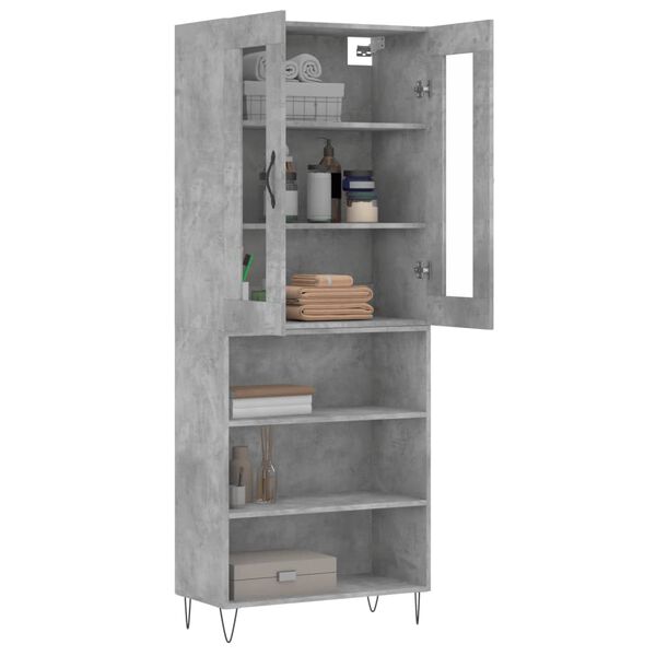 vidaXL Buffet haut Gris b&eacute;ton 69,5x34x180 cm Bois d'ing&eacute;nierie