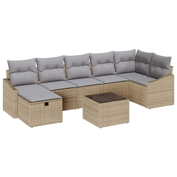vidaXL Ensemble de canap&eacute; de jardin 8 pcs Beige 55 x 62 x 69 cm
