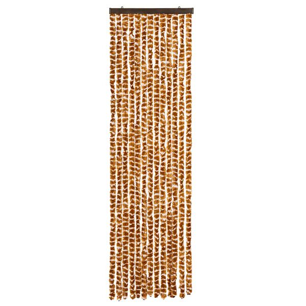 vidaXL Rideau anti-mouches ocre et blanc 56x200 cm chenille