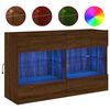 vidaXL Meuble TV mural avec lumi&egrave;res LED ch&ecirc;ne marron 98,5x30x60,5 cm