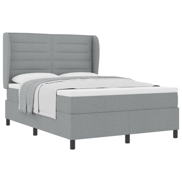 vidaXL Lit &agrave; ressorts avec matelas Gris clair 160 x 200 cm tissu