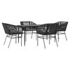 vidaXL Ensemble &agrave; manger de jardin et coussins 5 pcs noir rotin verre