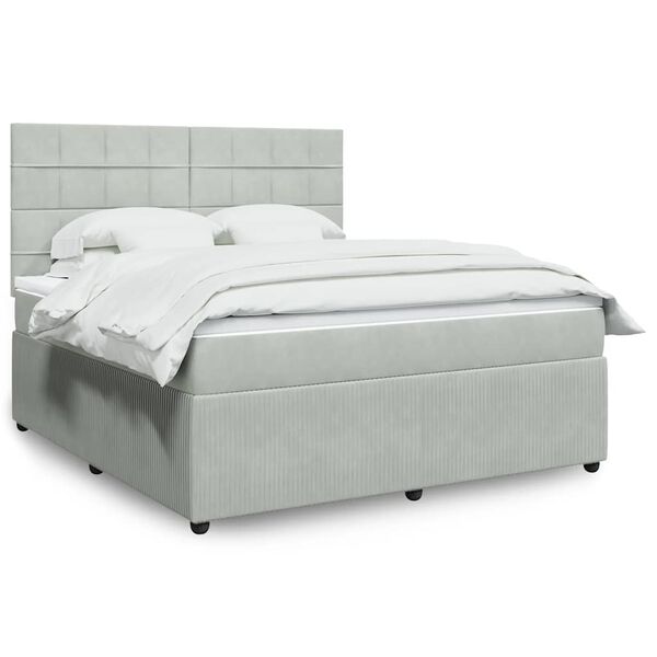 vidaXL Sommier &agrave; lattes de lit et matelas Gris clair 180x200cm Velours
