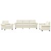 vidaXL Ensemble de canap&eacute;s 3 pcs avec coussins Cr&egrave;me Velours