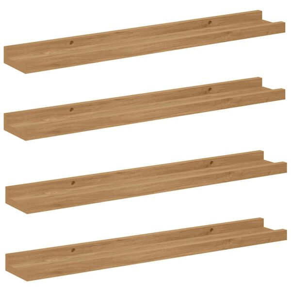 vidaXL &Eacute;tag&egrave;re Murale 4 pcs Marron 60 x 9 x 3 cm Bois d'ing&eacute;nierie