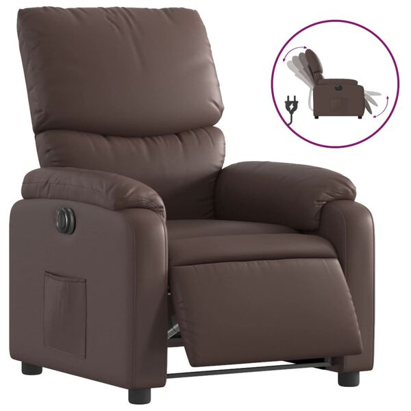vidaXL Fauteuil inclinable &eacute;lectrique Marron Similicuir