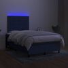 vidaXL Sommier &agrave; lattes de lit et matelas et LED Bleu 120x200 cm Tissu
