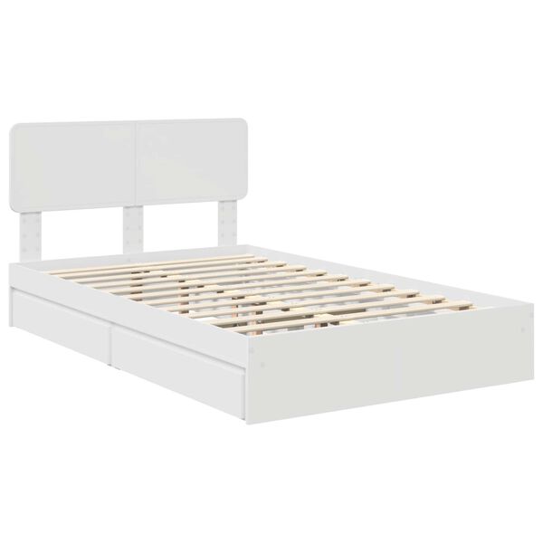 vidaXL Lit de Rangement Blanc 120 x 190 cm Bois d'ing&eacute;nierie