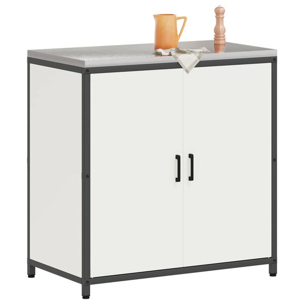 vidaXL Rangement de cuisine avec &eacute;tag&egrave;re Blanc 60 x 50 x 92 cm Acier