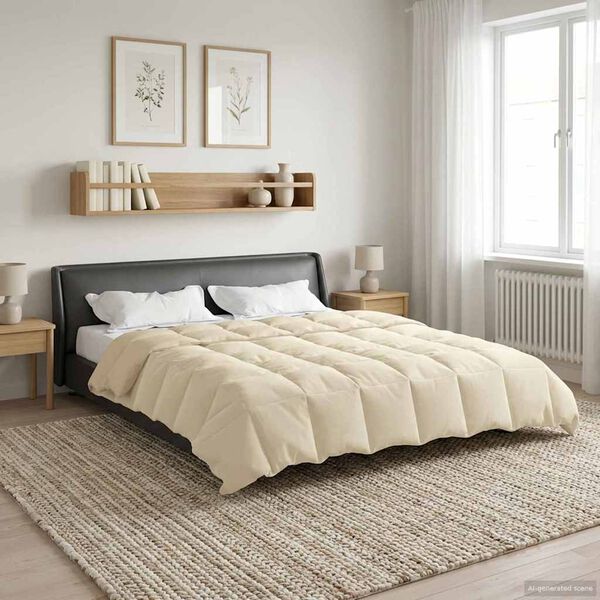 vidaXL Duvet d'&eacute;t&eacute; simple Matelass&eacute; Cr&egrave;me 200 x 240 cm Microfibre
