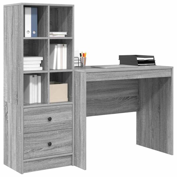 vidaXL Bureau avec tiroir 2 pcs Gris Sonoma