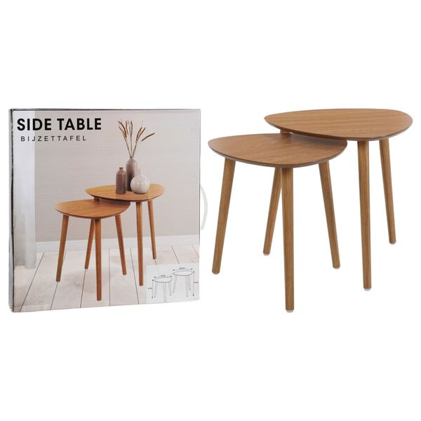 Home&Styling Ensemble de 2 tables d'appoint naturel